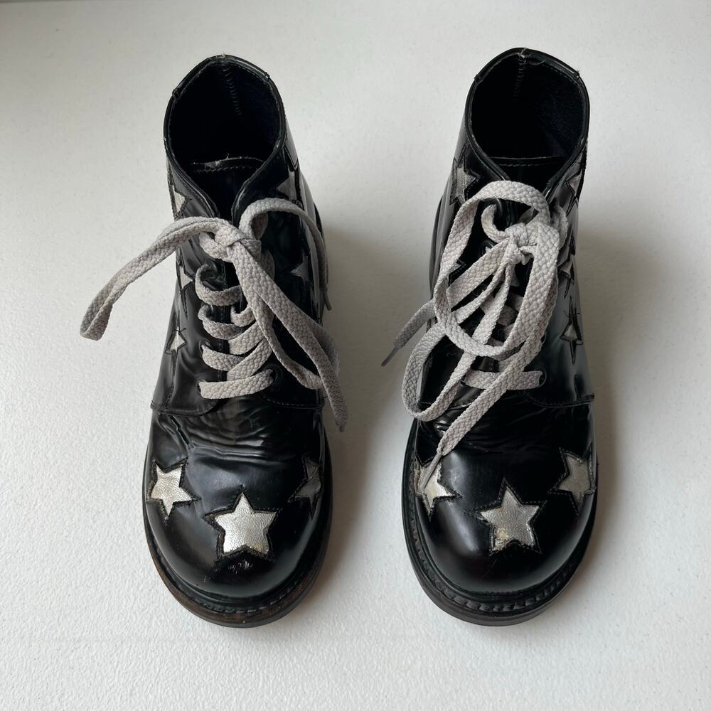 Vintage Muro Welt Leather Boots Size M5/W7 Unisex Stars 90s Y2K Grunge Goth Punk - Picture 4 of 11